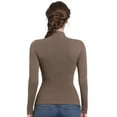 thumbnail image 4 of SHAPERX Women's Long Sleeve T-Shirt Mock Neck Slim Fit Tops Basic Tee, 4 of 7