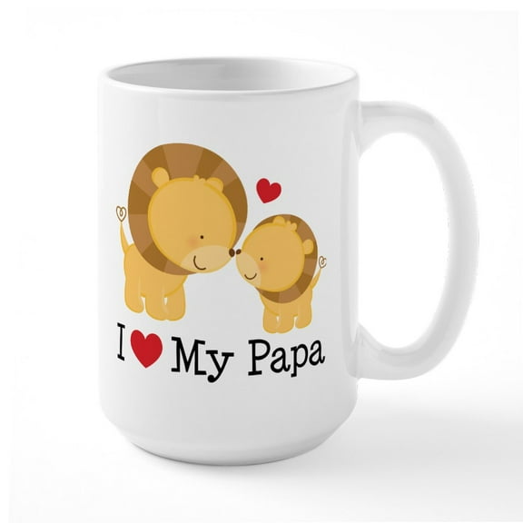 CafePress - I Heart My Papa Mugs - 15 oz Ceramic Large White Novelty Mug