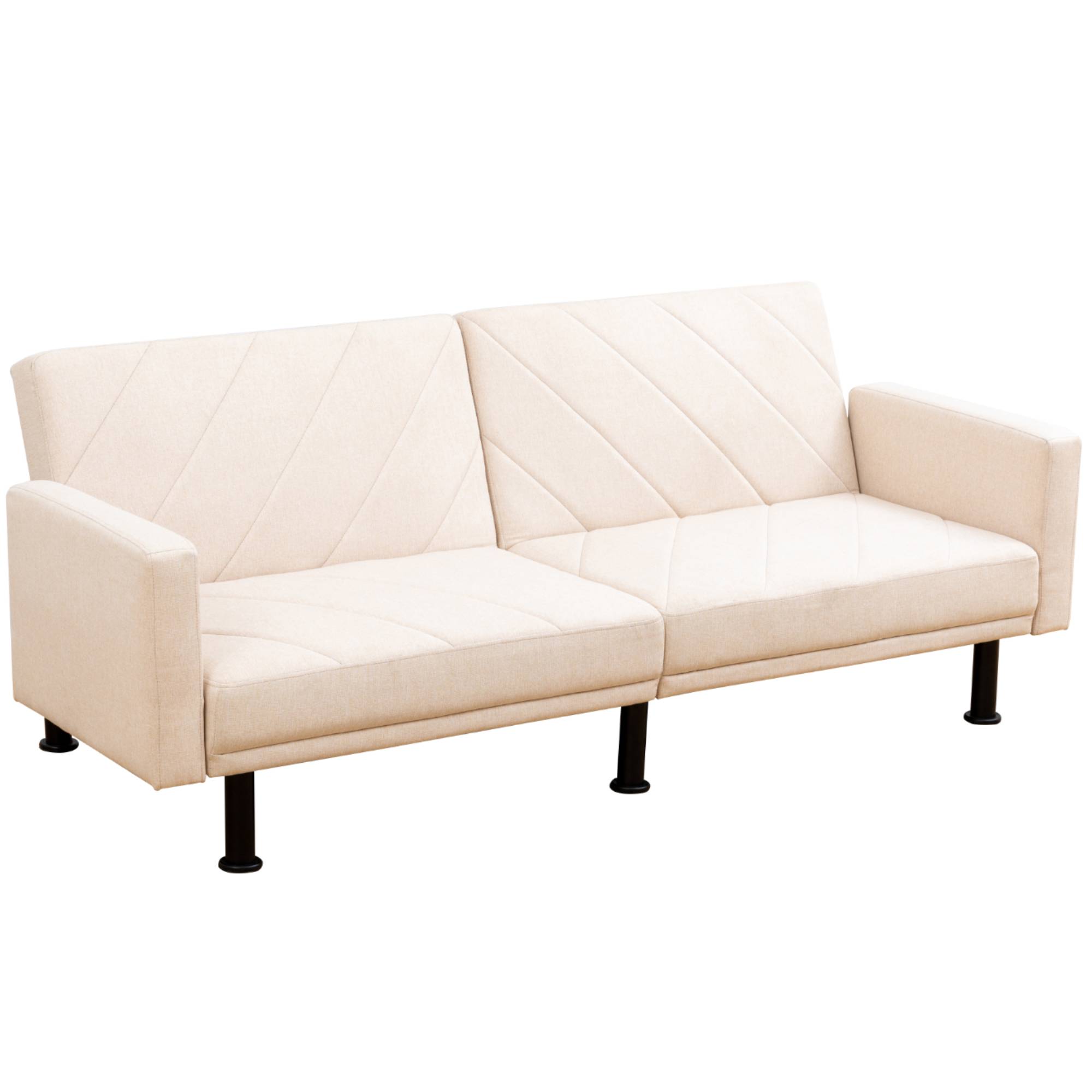 Futon Sofa Bed with Adjustable Backrest, 77” Convertible Sleeper Sofas Couches Modern Linen Loveseat for Living Room,&nbsp;Beige