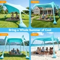thumbnail image 2 of Osoeri 10x10ft 8-10 Person Beach Tent Canopy with 8 Sandbags, UPF50+ Sun Shade Portable Sun Shelter Tents, Easy Setup for Camping Trips, Fishing, Backyard Fun and Picnics, 2 of 7