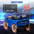 thumbnail image 6 of Dodge RAM Ride on Car, 12V Powered Ride on Toy with Remote Control, Rear Wheel Suspension, 5 Point Safety Belt, MP3 Player, Bluetooth, LED Lights, Electric Vehicles for 3-8 Years Boys Girls, Blue, 6 of 12