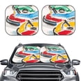 thumbnail image 6 of Lsque Colorful Abstract Bumper Cars 2 PCS Windshield Sun Shade | CarFoldable Window Covers | Car Accessories Reflect UV for Universal Cars SUV Truck | Large, 6 of 7