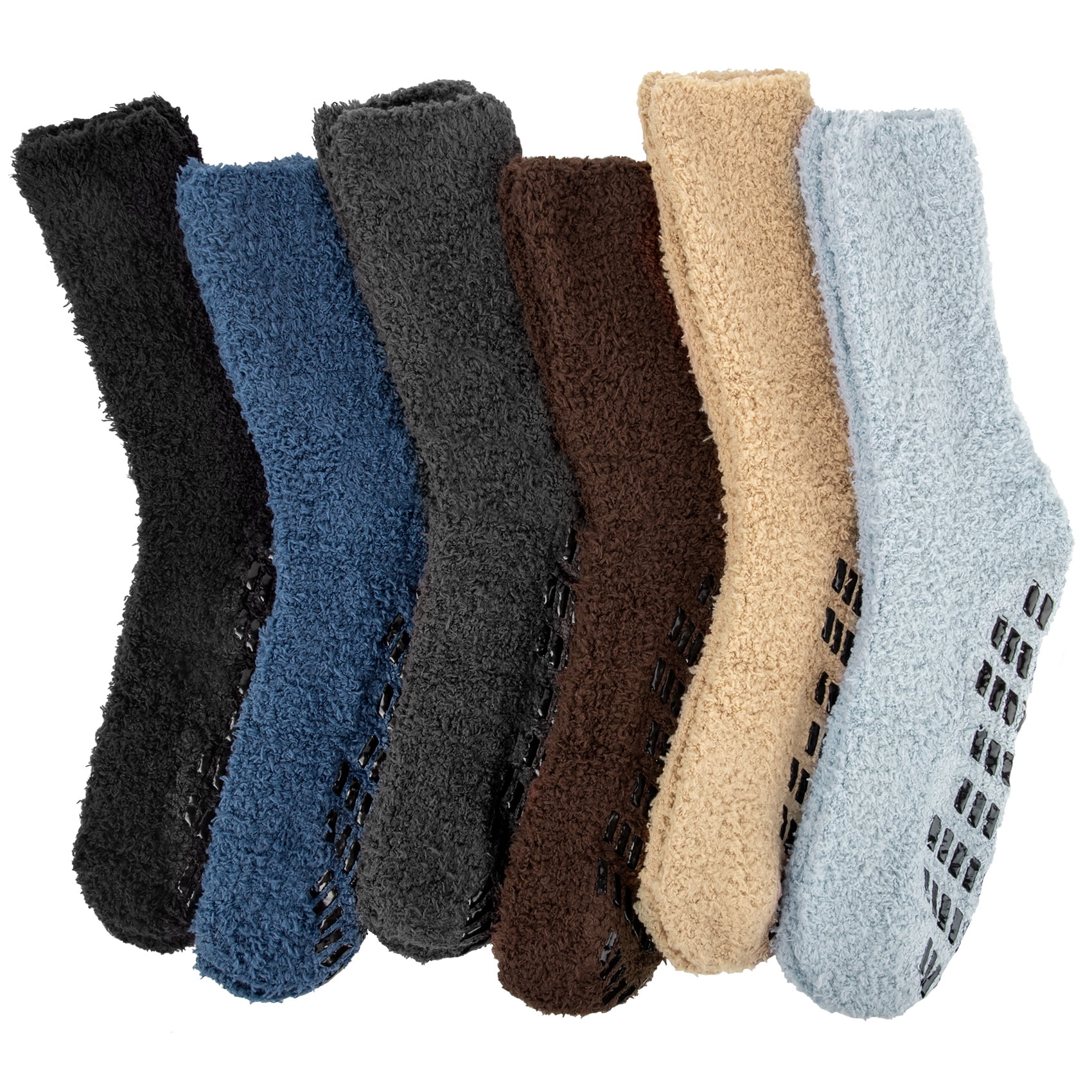 KOITHOT 6 Pack Men Fuzzy Socks Warm Winter Soft Fluffy Cozy Slipper Fleece Socks for Men