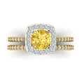 thumbnail image 2 of Clara Pucci 14K Yellow/White Gold 1.495 Natural Citrine Engraveable Engagement Ring + Wedding Band Set, 2 of 7