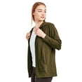 thumbnail image 2 of Sofra Women's Cotton Comfort Zip Up Hoodie Jersey Sweater - Olive - Small, 2 of 4