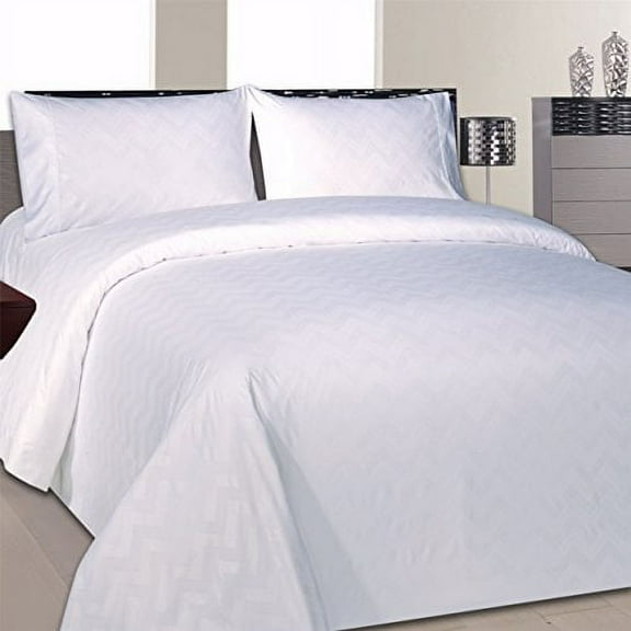 Beverly Hills Chevron Collection 1800 Series Ultra Soft Wrinkle Resistant Solid Color Sheet Set (Queen, White)