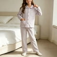 thumbnail image 6 of MKOSPLRT Plaid Pajamas Sets 3-16 Years Long Sleeve Button Down 2 Pieces Nightwear Shirt Pjs Bottoms Soft Lounge Set Sleepwear with Pocket, 6 of 9