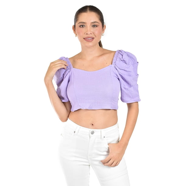 Crop top con moño en espalda Roman Fahion /Juvenil, 0680 (Lila) lila M
