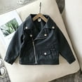 thumbnail image 5 of 2-8T Kids Baby Boys Girls PU Faux Leather Lapel Motorcycle Jacket Oblique Zipper Outerwear Coat, 5 of 14