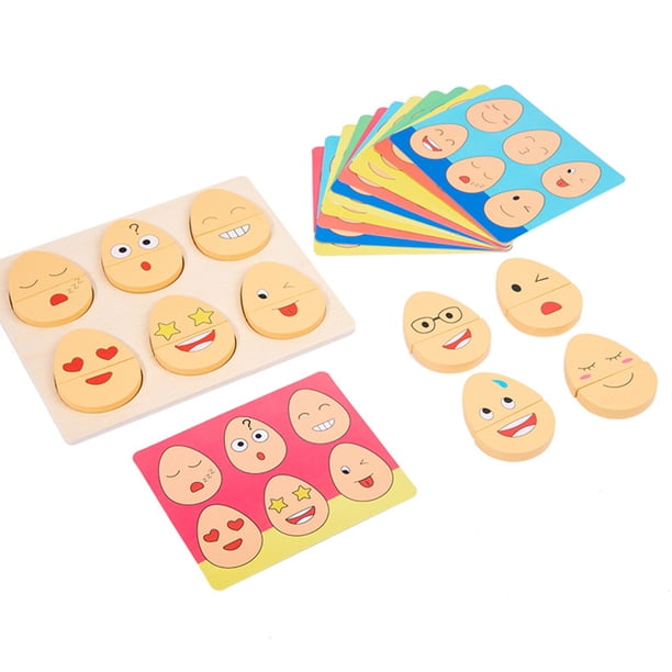 Juguetes divertidos con forma de huevo Montessori, rompecabezas de emociones, educación temprana para niños y niñas