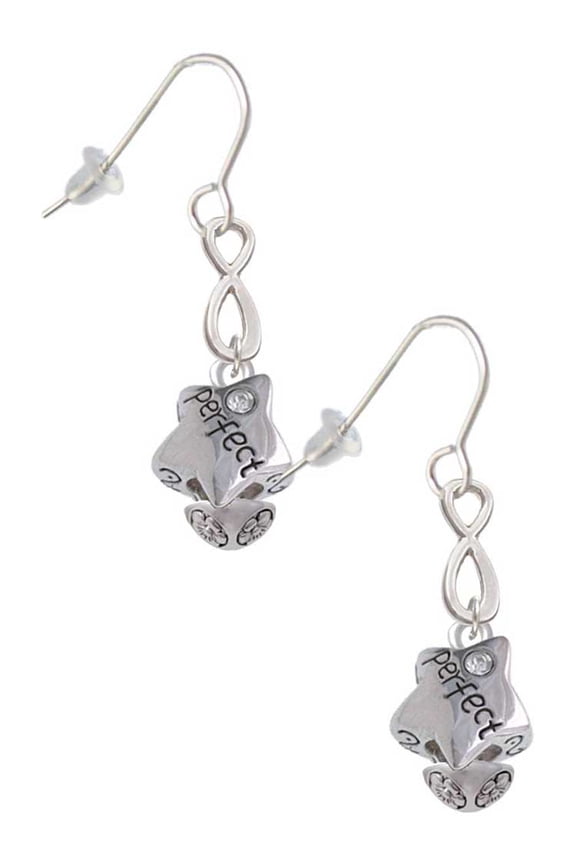Silvertone Perfect Star with Crystal Silver tone Infinity French Earrings
