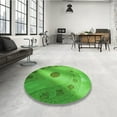 thumbnail image 4 of Ahgly Company Machine Washable Indoor Round Transitional Neon Green Area Rugs, 7' Round, 4 of 7