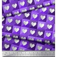 thumbnail image 2 of Soimoi Purple Cotton Voile Fabric Square & White Heart Print Fabric by Yard 42 Inch Wide, 2 of 3