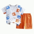 thumbnail image 3 of TOWED22 Toddler Boy Summer Clothes Baby Striped T-Shirt Tops+Solid Shorts 2PCS Outfits Set(Orange,4-5 Y), 3 of 9