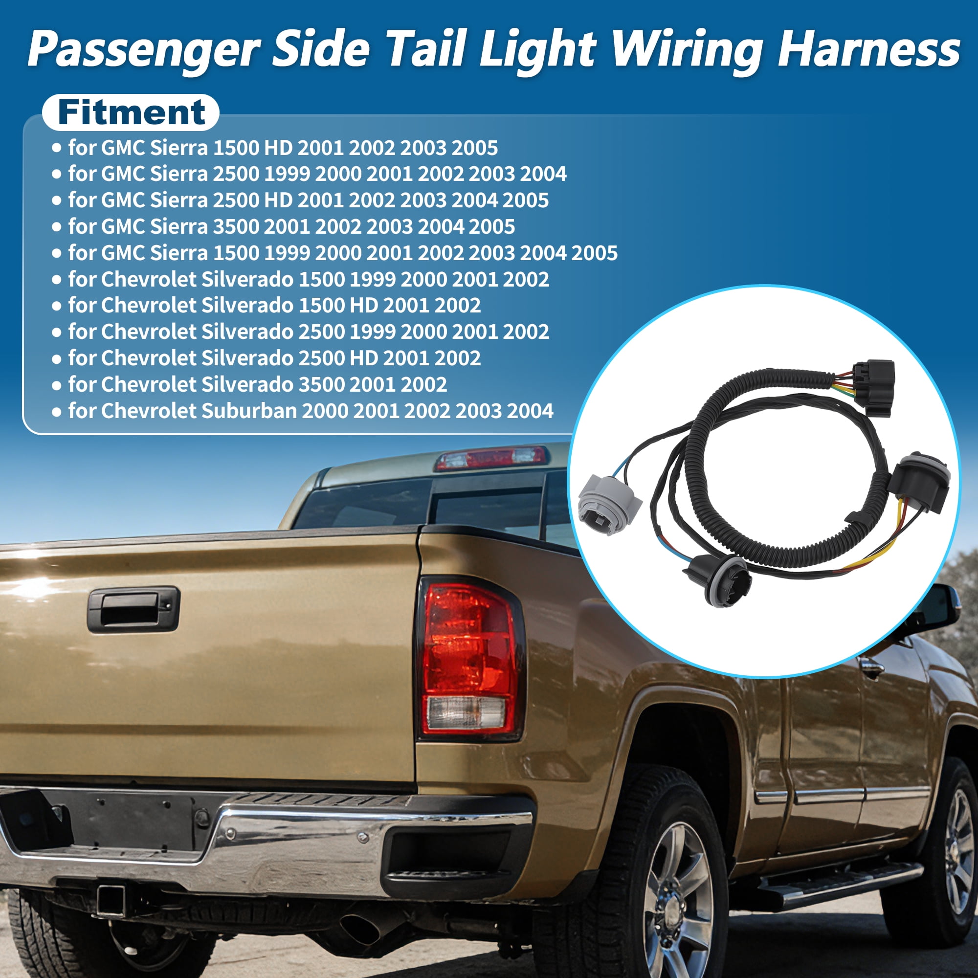 Unique Bargains Rear Right Tail Light Wiring for Chevy Silverado 99-2005 88986855
