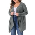 thumbnail image 4 of Agnes Orinda Plus Size Cardigan for Women Long Sleeve Open Front Lightweight High Low Hem Draped Cover Ups 3X Grey, 4 of 6