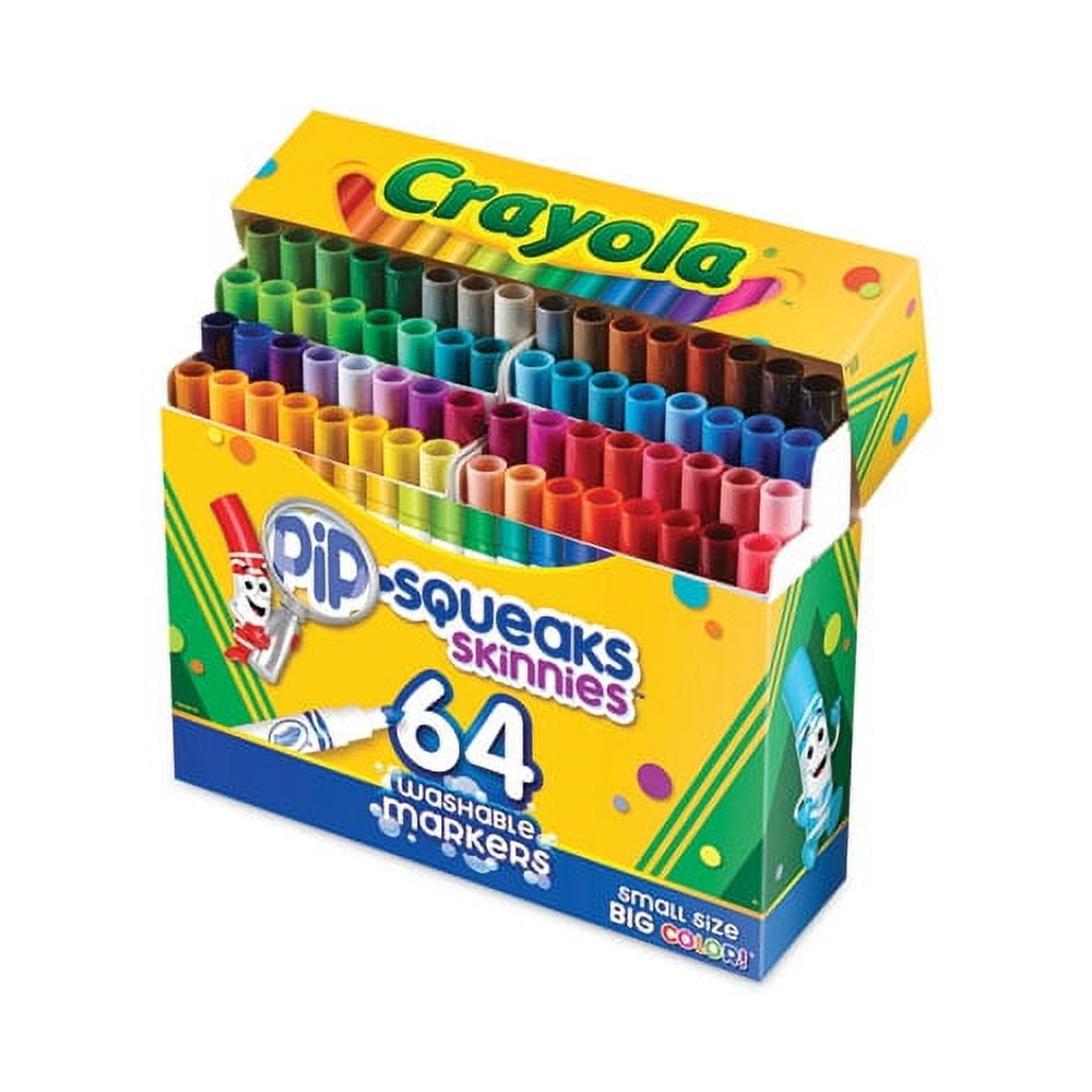 Pip-Squeaks Skinnies Washable Markers, Medium Bullet Tip, Assorted Colors, 64/pack | Bundle of 2 Sets