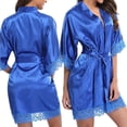 thumbnail image 5 of Women Bathrobe Solid Color Belt Cardigan Lace Lady Pajamas for Spring, 5 of 7
