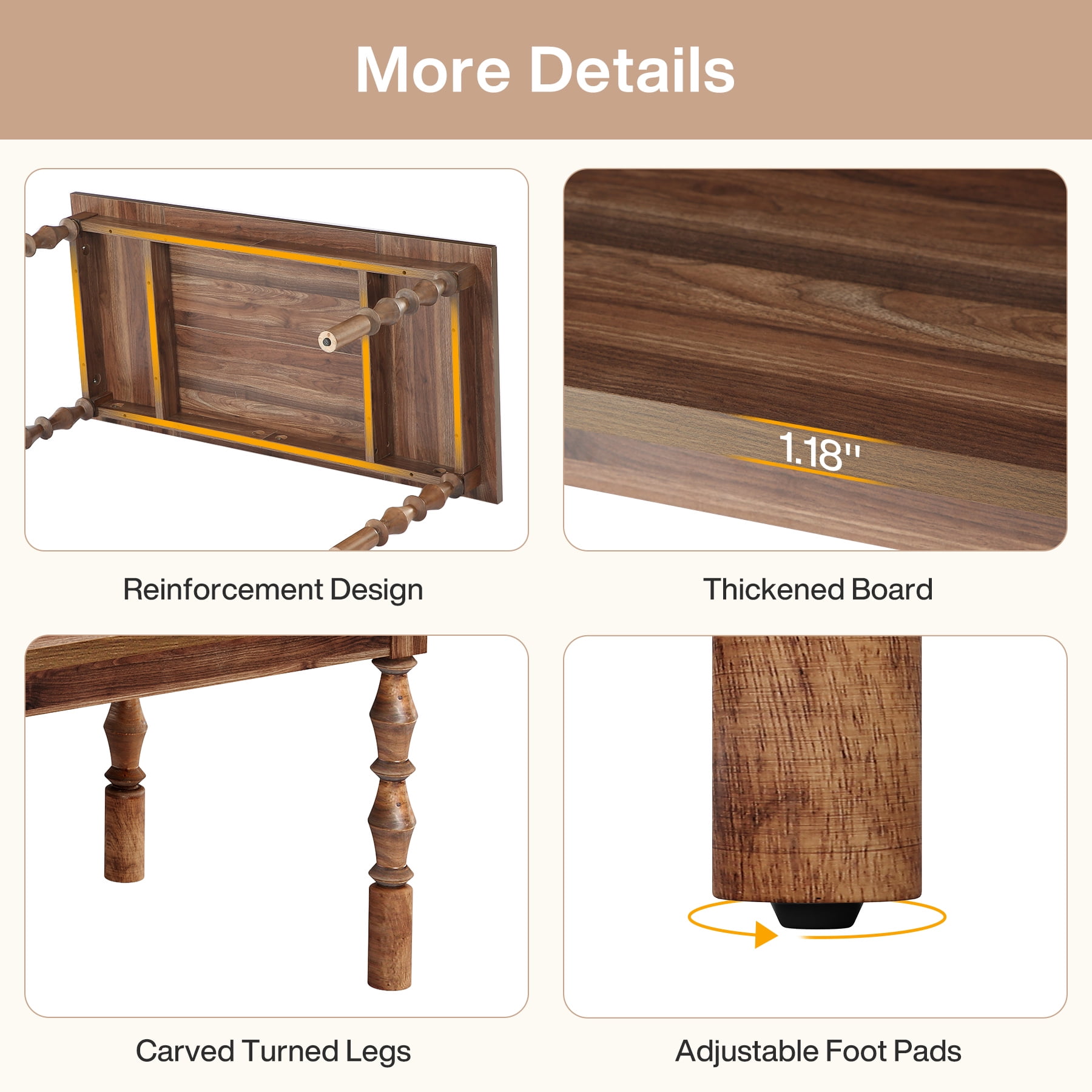 Tribesigns Large Executive Office Desk, Wood 62.2-Inch Farmhouse Computer Desk,Walnut