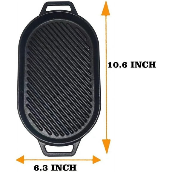 Oval Cast Iron Griddle with Removable Handle for Pizza Ovens, Grills & More