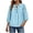 #0249-Light Blue, variant on Womens Tie Front Blouse 3/4 Puff Sleeve Round Neck Keyhole Loose Fit Casual Tops