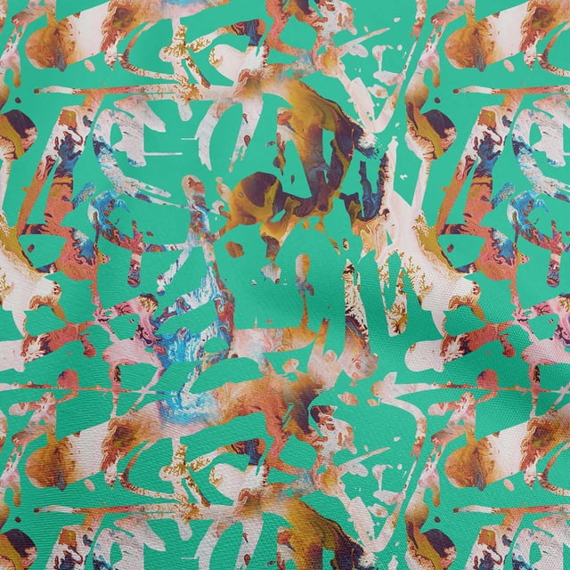 oneOone Tissu Flex Coton Vert Mer Abstrait Matériel de Robe Tissu Imprimé Tissu au Mètre 40 Pouces de Large