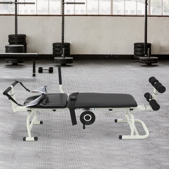 Haraisyo Floor Standing Cervical Lumbar Traction Stretch Bench with Ergonomic Padded Headrest & Footrest, Max 330lbs Load, for Home Clinic Hospital Chiropractic & Sports Rehab