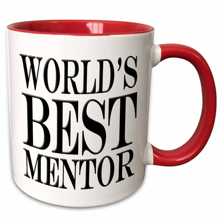 3dRose Worlds best mentor. Black. - Two Tone Red Mug,