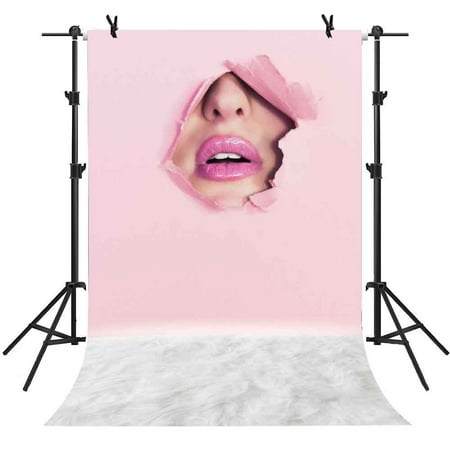 Image of GreenDecor 5x7Ft Backdrop Fashion Style Pink lips background Photo Video Studio Photography