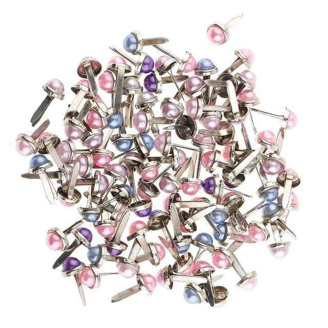 200 Pieces 6mm/0.24inch Metal Brads, Assorted Head Split Pins for Paper Fastening Cards Fixation Crafting