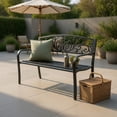 thumbnail image 4 of Topcobe 50 Inch Patio Park Steel Frame Cast Iron Backrest Bench Porch Chair, Outdoor Deck Furniture, 4 of 8