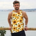 thumbnail image 6 of Lsque Yellow Polka Dot Sunflower Pattern Mens Tank Tops Muscle Athletic Quick Dry Sleeveless Workout Fitness T Shirts Beach Tank Top, Loose-fit Sleeveless Shirt for Men-4X-Large, 6 of 7