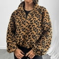 thumbnail image 3 of Tbopshirt Womens Fleece Jackets Coats Clearance,Fleece Cardigans for Women,Casual Trend Leopard Print Short Plush Jacket,Fuzzy Fleece Cardigan Jackets Women, 3 of 6