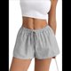 thumbnail image 3 of Pantalones Cortos Tipo Bóxer de Verano con Cintura Elástica, Cordón Ajustable y Estampado de Rayas para Mujer Negro S, 3 of 7