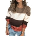 thumbnail image 2 of MAWCLOS Women Stripe Kintted Tops Color Block Pullover Sweater Casual Winter Long Sleeve Jumper, 2 of 6