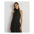 thumbnail image 3 of RALPH LAUREN Womens Black Smocked Tie Keyhole Back Lined Printed Sleeveless Halter Maxi Party Hi-Lo Dress 18, 3 of 4