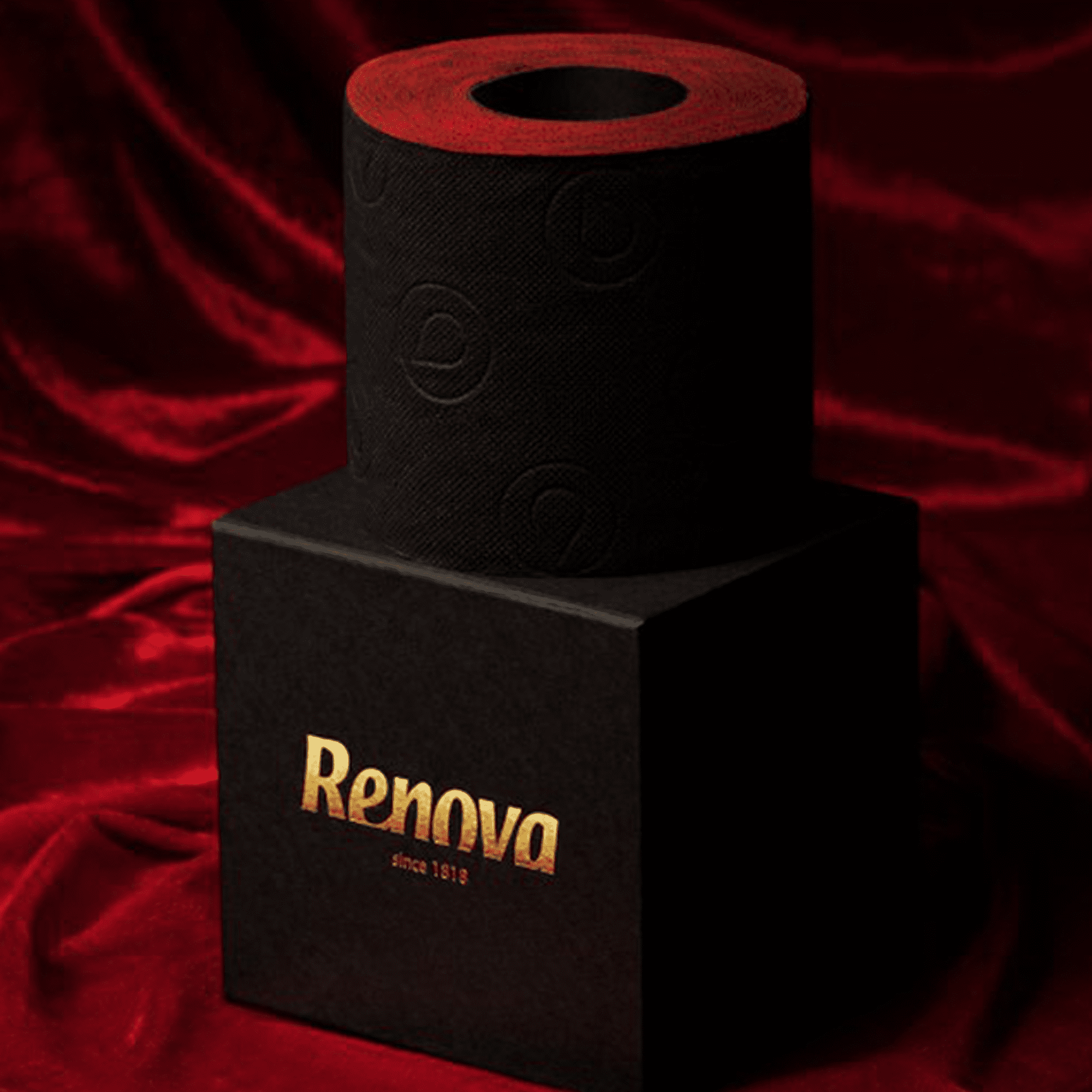 Renova Luxury Black & Red Toilet Paper Gift Box, 1 Roll, 100 Sheets Per Roll