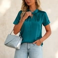 thumbnail image 6 of vigerkar Women's Dressy Business Casual Blouses Short Sleeve Tops Summer Outfits Pleated Work Shirts (Green, XL), 6 of 9