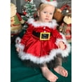 thumbnail image 6 of FEORJGP Toddler Infant Baby Girls Christmas Outfits Long Sleeve Plush Dress Fur Trim Velvet Romper Dress + Headband Set Newborn 2Pcs Cute Clothes, 6 of 10