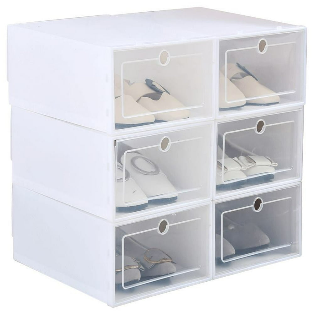 3Pcs Foldable Plastic Shoe Box Stackable Home Tidy Organizer Storage