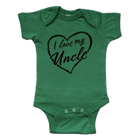 

Inktastic I Love My Uncle in Black Chalk Heart Gift Baby Boy or Baby Girl Bodysuit