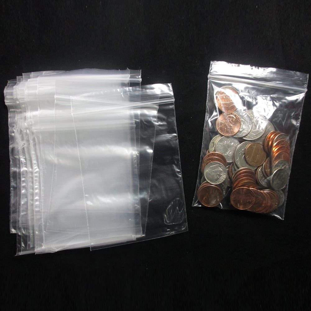 100 Apple Clear 1.25"x1.25" baggies 125125 mini ziplock reclosable bags 32x32mm 