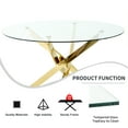 thumbnail image 3 of Sumdeal 47" Modern Round Glass Dining Table Room Sets for 4,Dining Table with 4 Velvet Dining Chairs,Black Table and 4 Gray Velvet with Golden Leg, 3 of 7