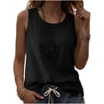 thumbnail image 6 of FAIWAD Tank Tops for Women Crew Neck Sleeveless Side Split Linen Shirts Casual Summer Beach Vacation Blouses, 6 of 9