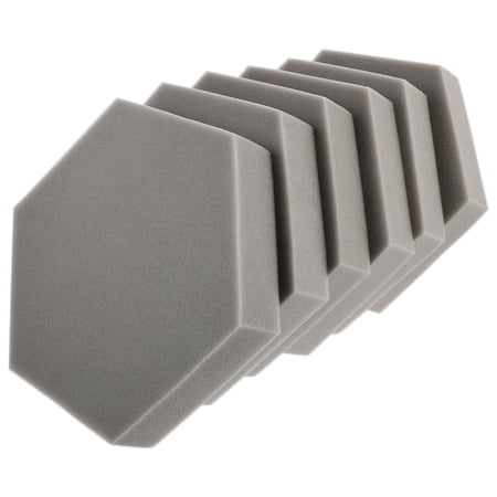 GOOHOCHY Hexagonal Acoustic Panels for Home Use Grey Polyurethane Sound Dampening Walls and Ceilings 6 Pieces