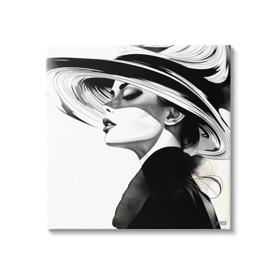 Stupell Industries Woman & Abstract Hat Abstract Painting Gallery Wrapped Canvas Art Print Wall Art, 30 x 30