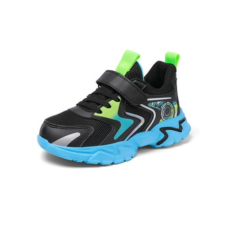 

Difumos Children Athletic Shoes Comfort Sneakers Sport Running Shoe Workout Lightweight Trainers Fashion Breathable Black Green 12C