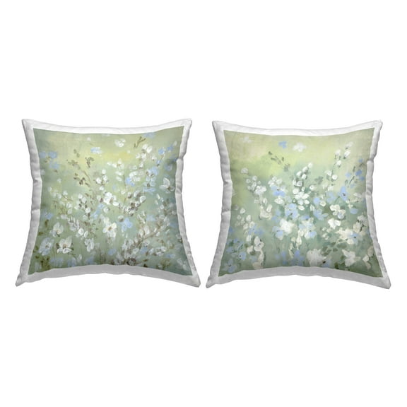 Stupell Industries Soft Wildflowers on Green Decorative Printed Throw Pillow Design by Lanie Loreth.