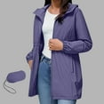 thumbnail image 2 of Rutainlusire Womens Solid Color Casual Windbreakers with Hood Jackets Rainproof Jacket For Women Waterproof And Zipper Windbreaker Long Sleeve Hooded Raincoat Jacket With Pockets, 2 of 5