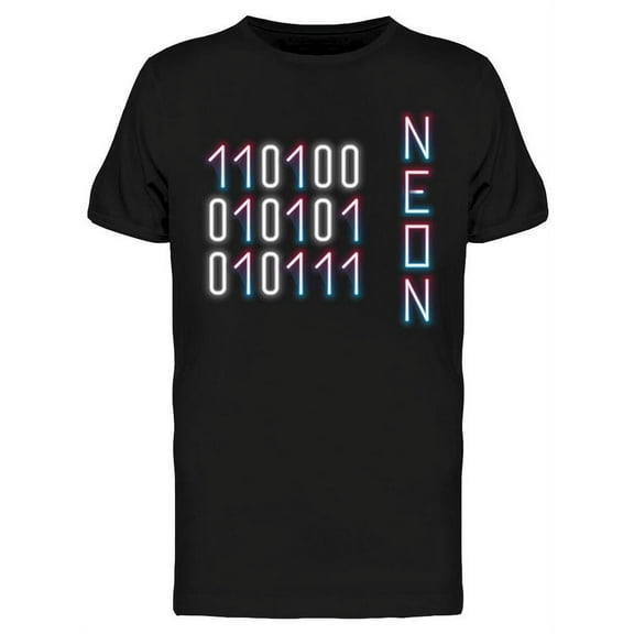 Neon Effect Binary Code T-Shirt Men -Image by Shutterstock, Male XX-Large